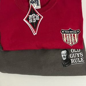 Vintage Old Guy Rule T-Shirt Lot of 2 Men’s Size M John Wayne and Proud American